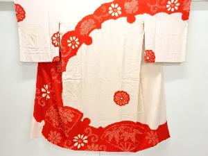 アンティーク　絞り扇に菊唐草模様長襦袢